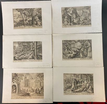 null CARTON A DESSINS comprenant des gravures anciennes en noir et en couleur (XVIIe...