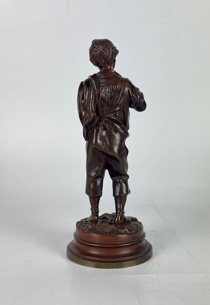 null Henry WEISSE (XIX-XXe siècle) L'oiseleur Bronze à patine médaille, signé sur...