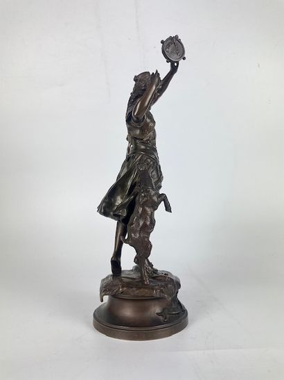 null Adrien Etienne GAUDEZ (1845-1902). "Esmeralda". Bronze à patine brune, signé...