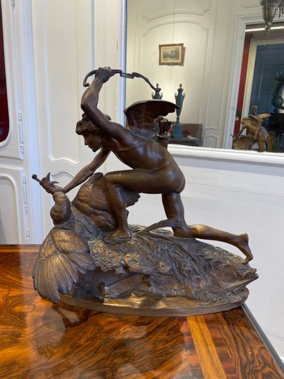 null Emmanuel FRÉMIET (1824-1910) Amor Vlto Bronze à patine mordorée Marque de fondeur...