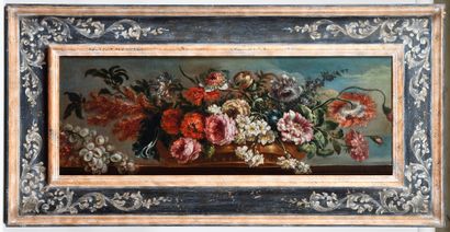 null ECOLE FRANCAISE du XVIIIe siècle Nature-Morte et bouquet de fleurs Paire de...