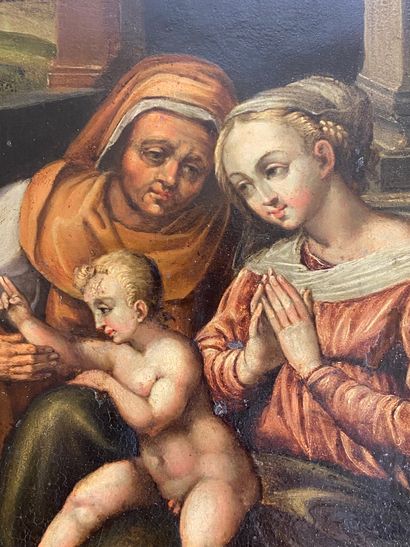 null Francesco CAVAZZONI (1559 - 1612) Attribué à La Sainte famille et sainte Anne...