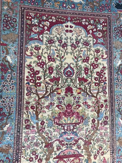 null IRAN Original et fin Téhéran Vers 1930/40 220 x 140 cm Velours en laine d agneau...