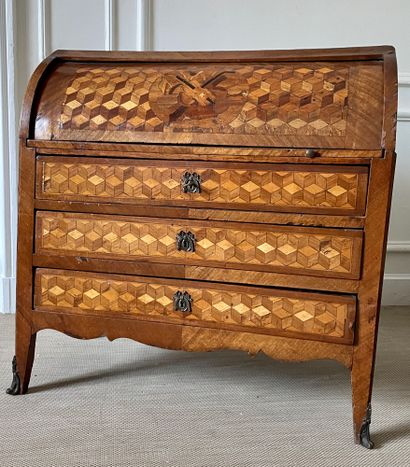SECRETARY BACK OF ANE in veneer and marquetry...