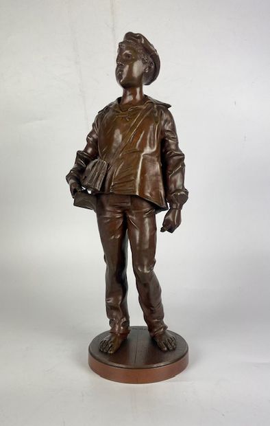 null Adolphe Jean LAVERGNE (act.1863-1928) The letter carrier Bronze with medal patina...