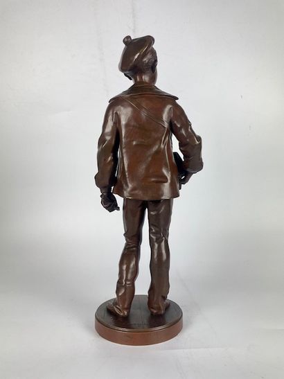  Adolphe Jean LAVERGNE (act.1863-1928) The letter carrier Bronze with medal patina...