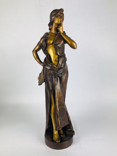 Jules DERCHEU (1864-1912) Pensive woman Bronze...