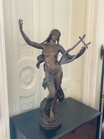 null 
Eugène MARIOTON (1857-1933)

Musician with a lyre

Bronze with double patina...