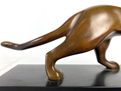 null Michel DECOUX (1837-1924) Walking panther Bronze with light brown patina Black...