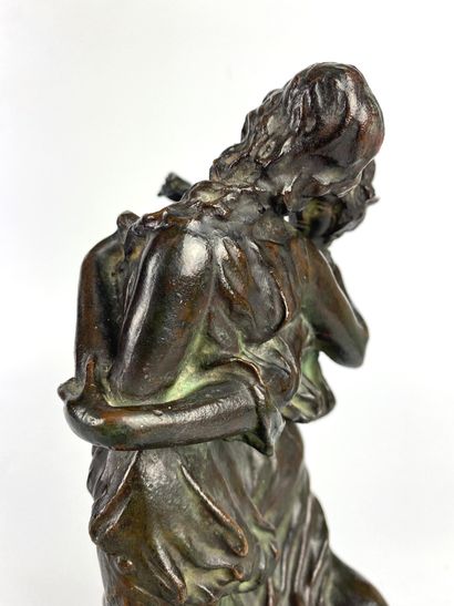 null Félix VOULOT (1865-1926) Deux danseuses Bronze à la cire perdue (traces de vert...