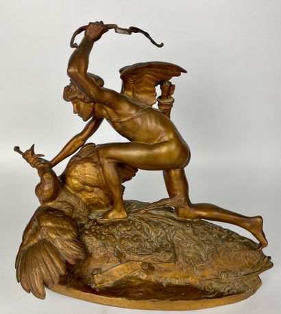 null Emmanuel FRÉMIET (1824-1910) Amor Vlto Bronze à patine mordorée Marque de fondeur...