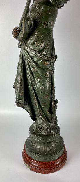 null Important STATUE in regula with double patina "BIANCA" Base in sheet metal imitating...