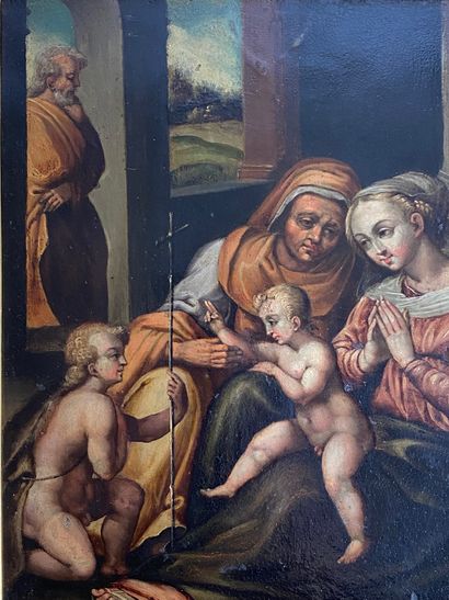 null Francesco CAVAZZONI (1559 - 1612) Attributed to The Holy Family and Saint Anne...