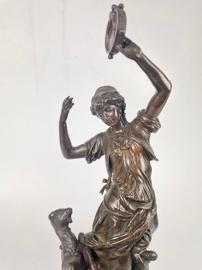 null Adrien Etienne GAUDEZ (1845-1902). "Esmeralda". Bronze à patine brune, signé...