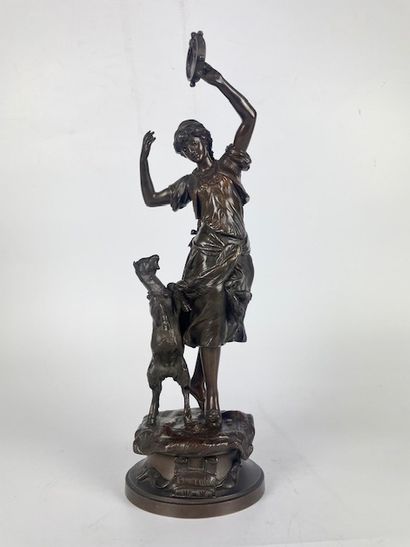 null Adrien Etienne GAUDEZ (1845-1902). "Esmeralda". Bronze with brown patina, signed:...