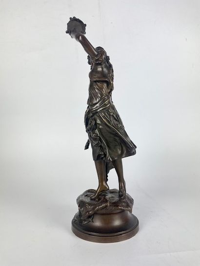 null Adrien Etienne GAUDEZ (1845-1902). "Esmeralda". Bronze à patine brune, signé...