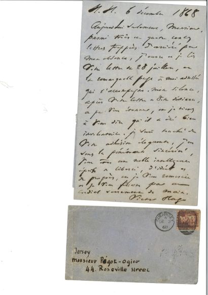 null HUGO (Victor). Lettre autographe signée « Victor Hugo » à Eugène Pégot-Ogier....
