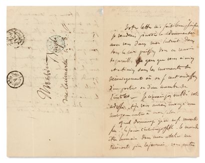  DELACROIX (Eugène). Lettre autographe signée À STENDHAL. Paris, [lundi]-« mardi...