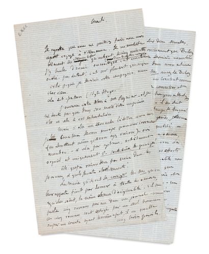  FLAUBERT (Gustave). Lettre autographe signée [à Charles-Edmond Chojecki]. [Paris],...