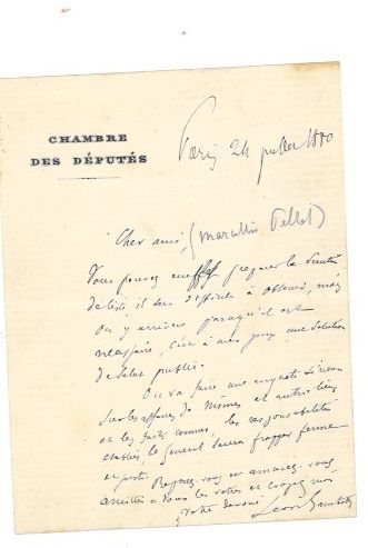  GAMBETTA (Léon). Lettre autographe signée [au député du Gard, Marcellin Pellet]....