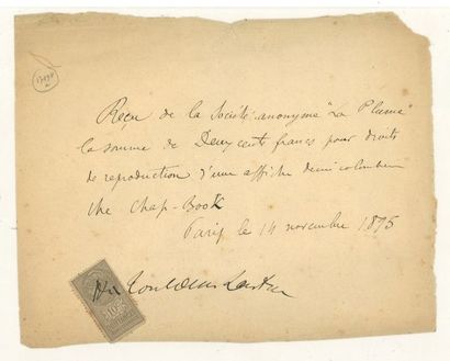 null TOULOUSE-LAUTREC (Henri). Pièce signée « H. Toulouse-Lautrec ». Paris, 14 novembre...