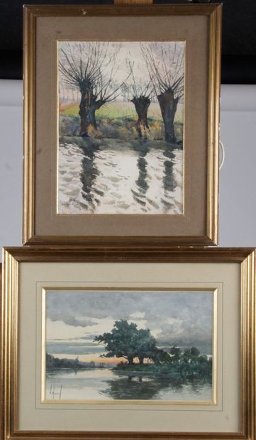 null LOT of two watercolors: - J. Henry. French school of the XXth century. "Watercolor,...