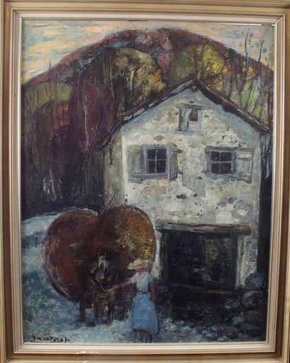 null Oil on panel Signed "Montes" and dated lower left 1970. 121 x 94 cm