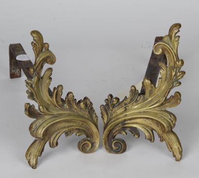 Pair of Louis XV style gilt bronze CHENETS....