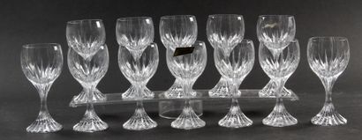 null TWELVE Baccarat water glasses, Masséna model, with their boxes.