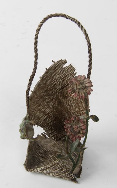 null VIENNA BRONZE Polychrome Vienna bronze bottle mount, representing flowers and...