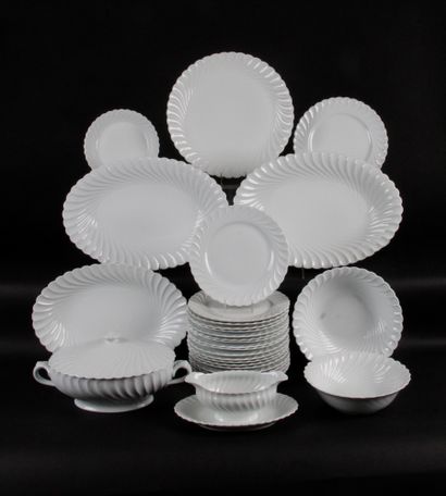 null HAVILAND LIMOGES. Part of table service in white porcelain with lobed edge including....