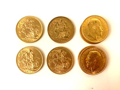 10 PIECES Gold, British Sovereign, 1906,...