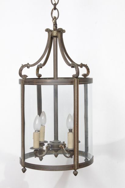 LARGE Lantern in bronze and brass of Louis...