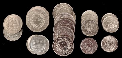 LOT OF FRENCH SILVER Coins: - Two fifty francs...
