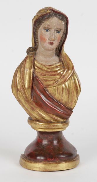 null EUROPE DU NORD DU XVII OU XVIIIe SIÈCLE, "Buste de Sainte femme" Bois sculpté...