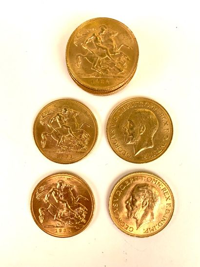 10 PIECES Gold, British Sovereign, 1931,...