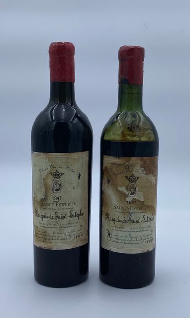 null 2 bouteilles CHÂTEAU MARQUIS DE SAINT ESTEPHE 1947 Saint-Estephe (N. 1 he, 1...