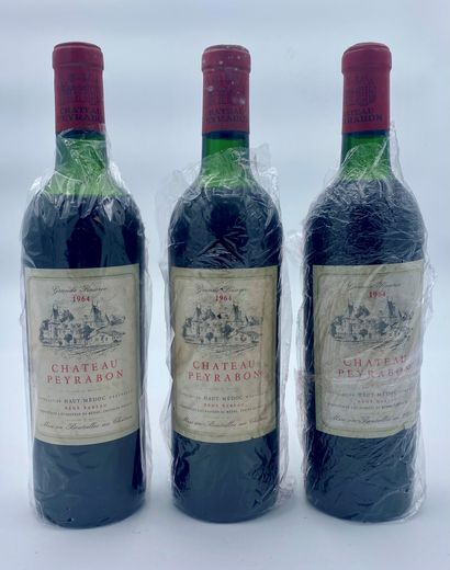 null 3 bottles CHÂTEAU PEYRABON 1964 Haut-Médoc (very light level at mid-shoulder,...