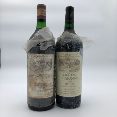 null 2 magnums 1 CHÂTEAU BELGRAVE 1982 Haut-Médoc, 1 CHÂTEAU BLAIGAN 1996 Médoc (étiquettes...