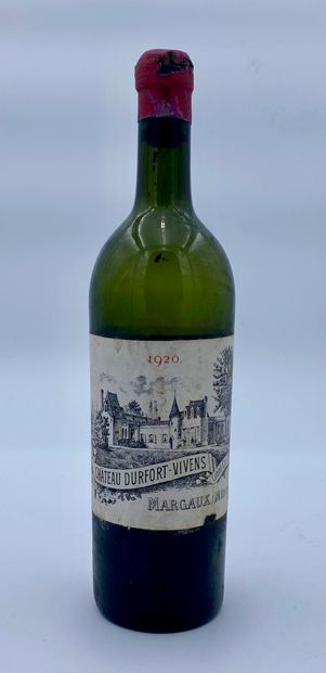 null 1 bottle CHÂTEAU DURFORT VIVENS 1920 2nd GC Margaux (N. v, E. f, lm, tlg)