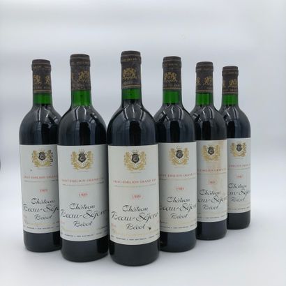 null 
6 bouteilles CHÂTEAU BEAU SEJOUR BECOT 1989 Saint-Emilion (niveaux : 4 très...