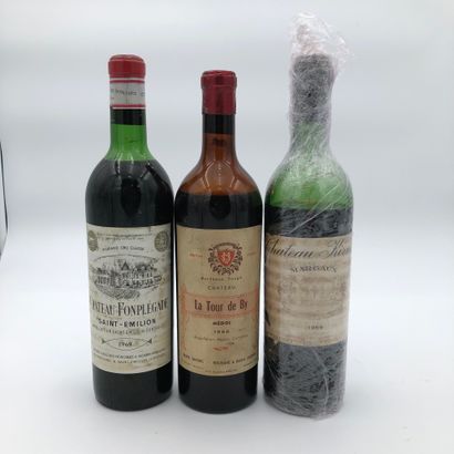 null 3 bouteilles : 1 CHÂTEAU FONPLÉGADE 1969 Saint-Emilion, 1 CHÂTEAU LA TOUR DE...