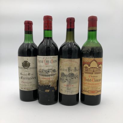 null 4 bouteilles : 1 CHÂTEAU GRAND CRU DES CARRUADES 1967 Pauillac, 1 CHÂTEAU CÔTE...