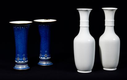 SEVRES, Two pairs of vases, one with a white...