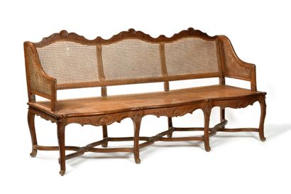 EARREST CANE sofa in molded and carved beech,...