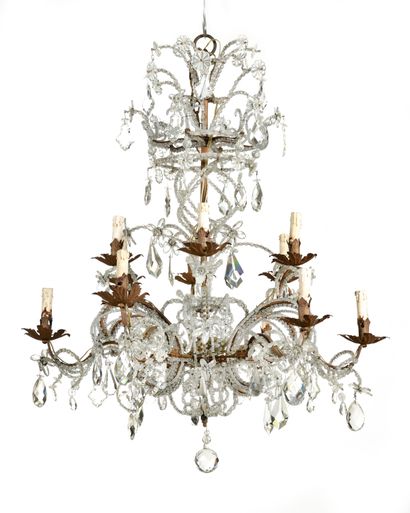 LARGE ROCAILLE STYLE LIGHT in gilded metal...
