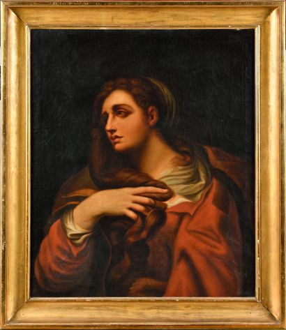 null ITALIAN school of the XIXth century Mary Magdalene Original canvas Height :...