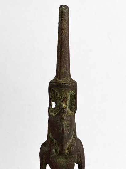 null Statuette of Nefertum walking Bronze with brown patina. Wear Egypt, Late Period...