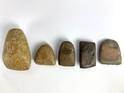 null Lot of five axes including an adze Gray stone Mali, Neolithic
