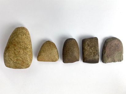  Lot of five axes including an adze Gray stone Mali, Neolithic